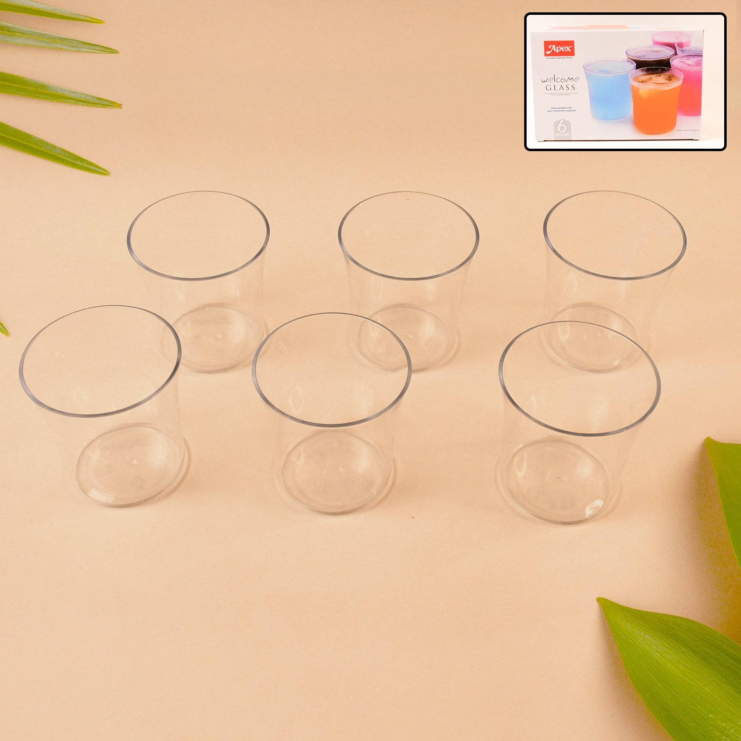 Apex Welcome Plastic Glass Set for Daily Use – Set of 6 Apex Welcome Plastic Glass Set for Daily Use – Set of 6